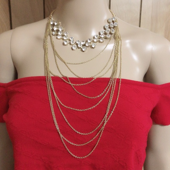Draped Chain Crystal Choker in Gold - Picture 3 of 5